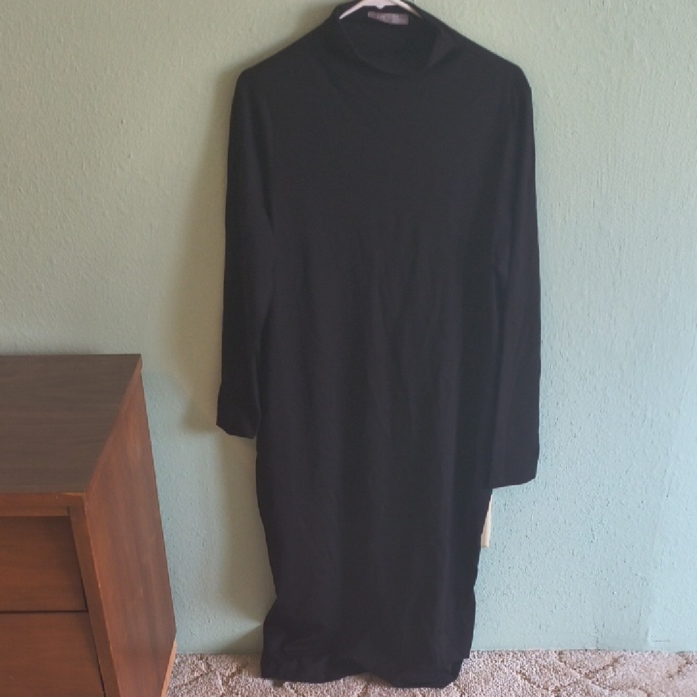 Classic Black Long Sleeve Midi Dress - Timeless Minimalist Style